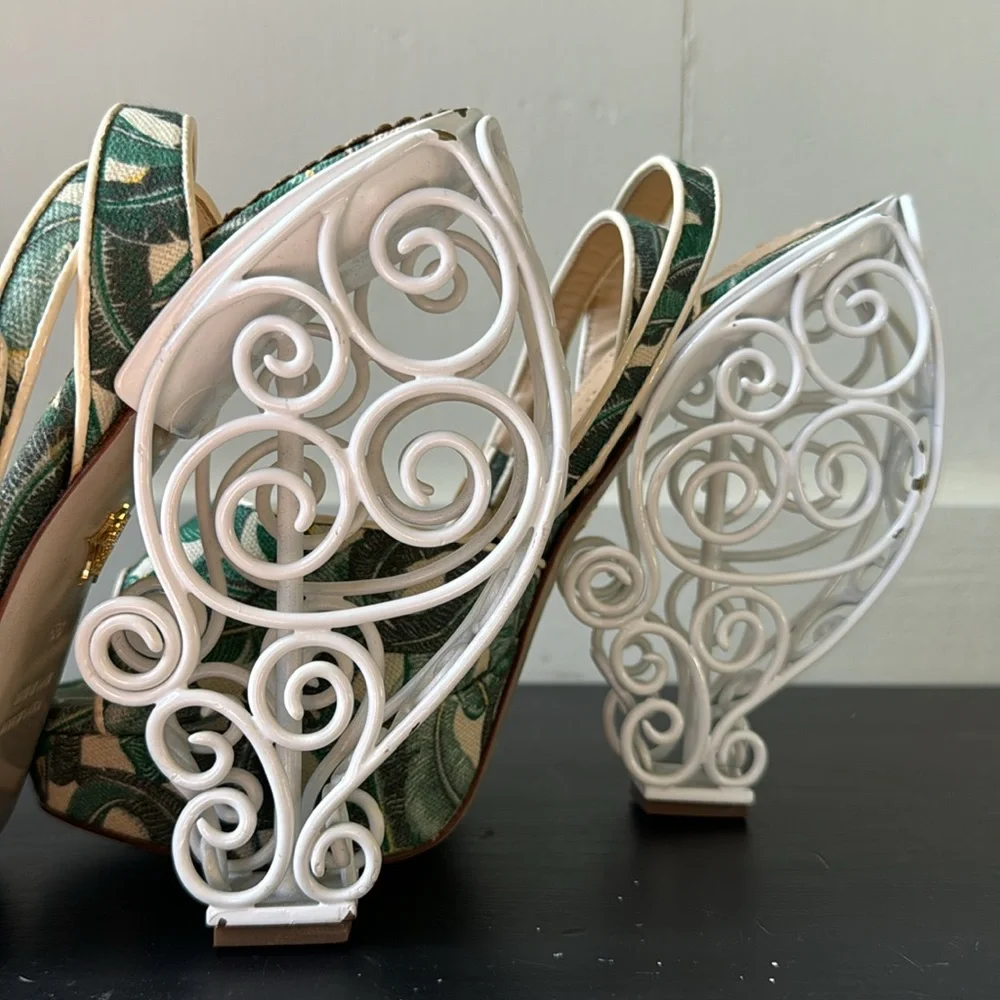 Charlotte Olympia Garden Party with White Wire Heels - Picture 3 of 9